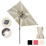 10 ft Lighted Patio Umbrella Square Solar Umbrella Tilt 8-Rib
