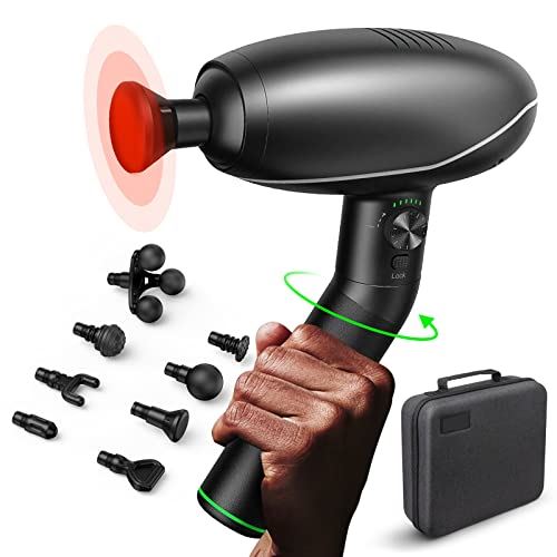 Heated Massage Gun w/ 8 Massage Heads, 6 Speed for Full Body Muscle Relaxation