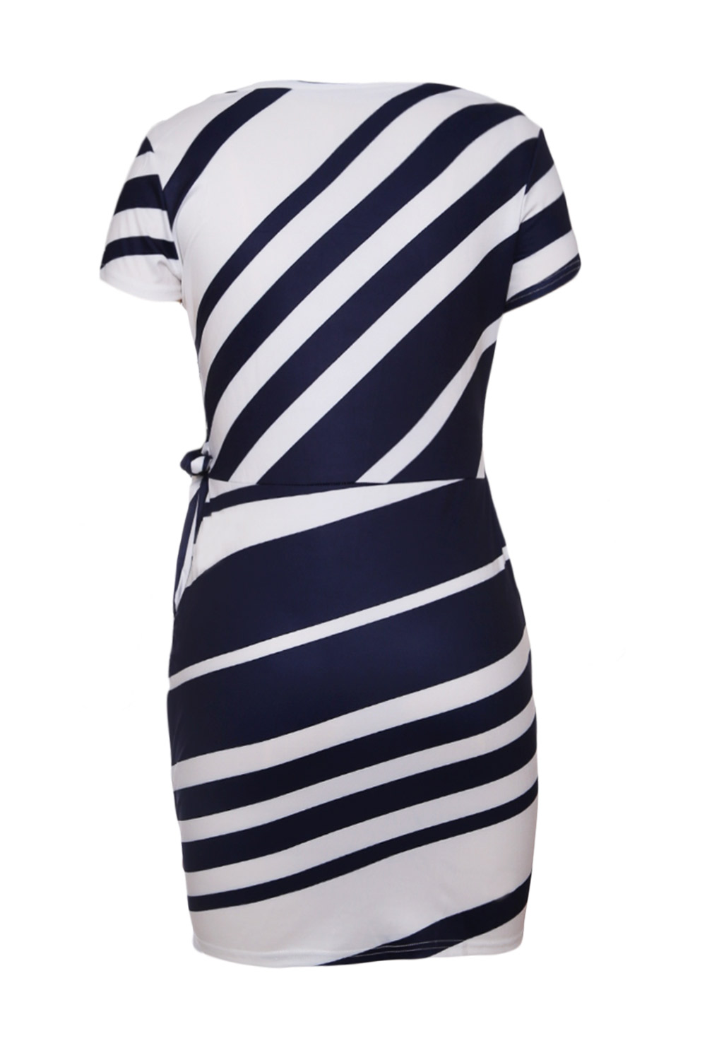 Navy White Stripe Knot Sheath Dress