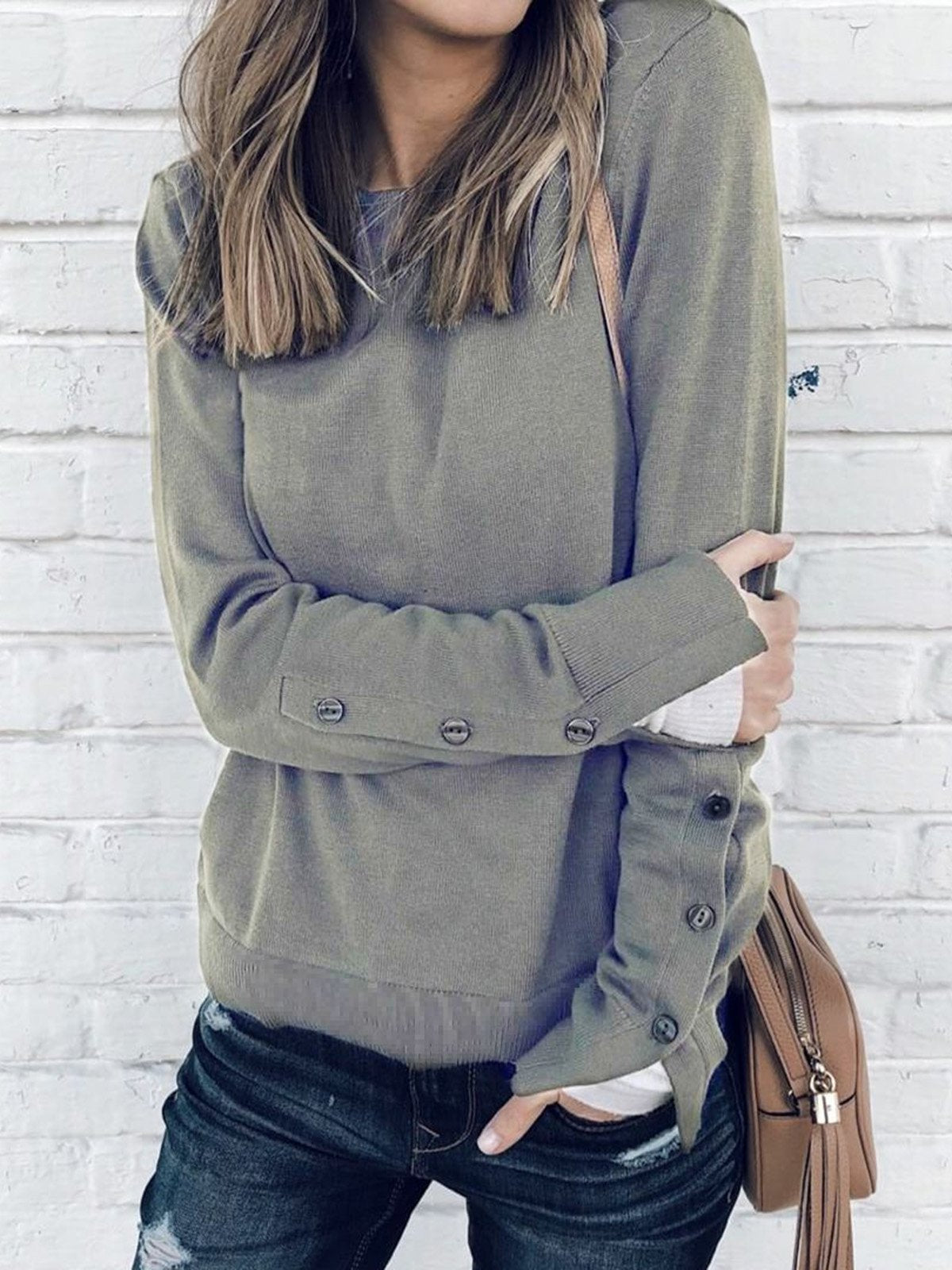Elegant Solid Long Sleeve T-Shirts