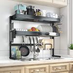 SINOART Over The Sink Dish Drying Rack-Adjustable 2-Tier Large Dish Dryer Rack