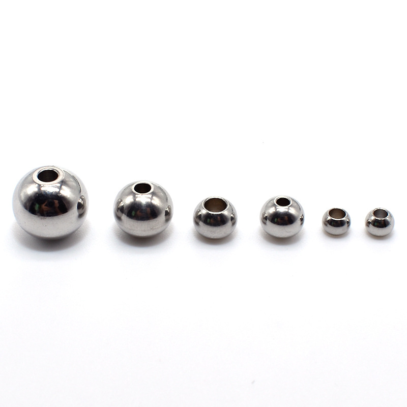 不锈钢通孔珠 钻孔珠 钢珠钻孔  串珠饰品多规格