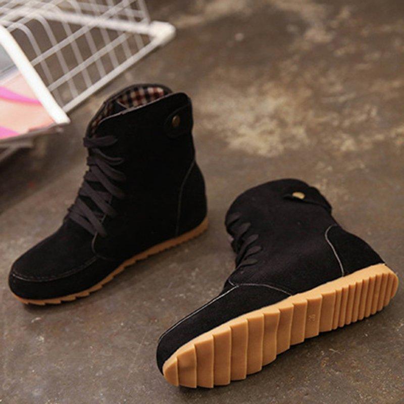 Round Toe Women Ankle Lace-Up Boots