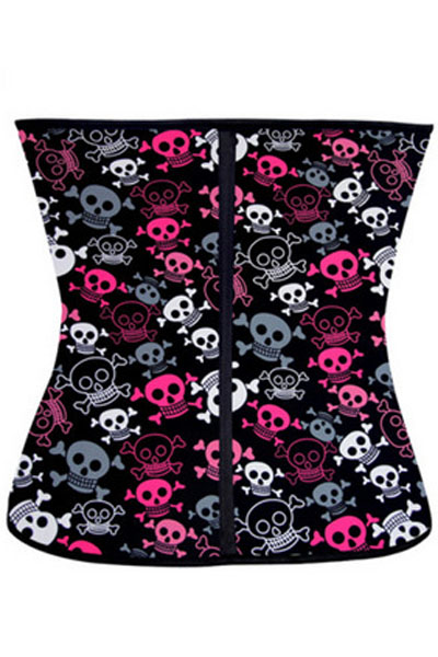 Halloween Playful Skulls 4 Steel Bone Waist Cincher