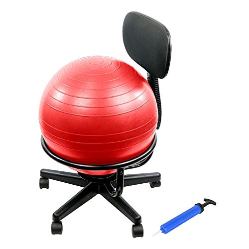 CanDo Metal Ball Chair �C Inflatable Ergonomic Active Seating Exercise Ball Chair With Air Pump-  Red