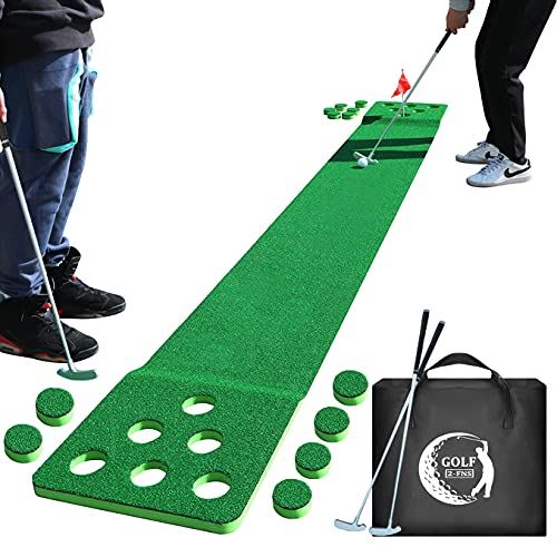 2-FNS Party Game Play Golf Putting Mat Set, 2 Putters, 4 Golf Balls,1 Portable Carrying Bag