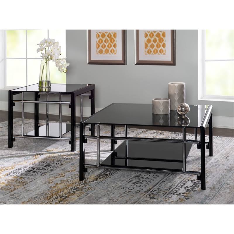 Powell Dart Glass End Table in Black - PCYMX02