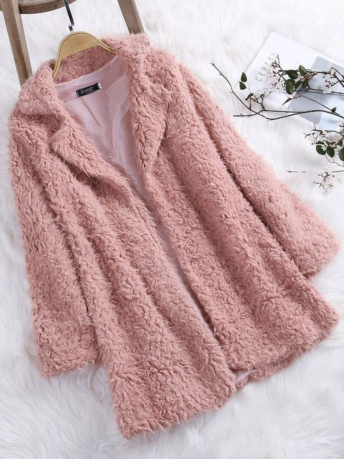 Solid Long Sleeve Shawl Collar Outerwear