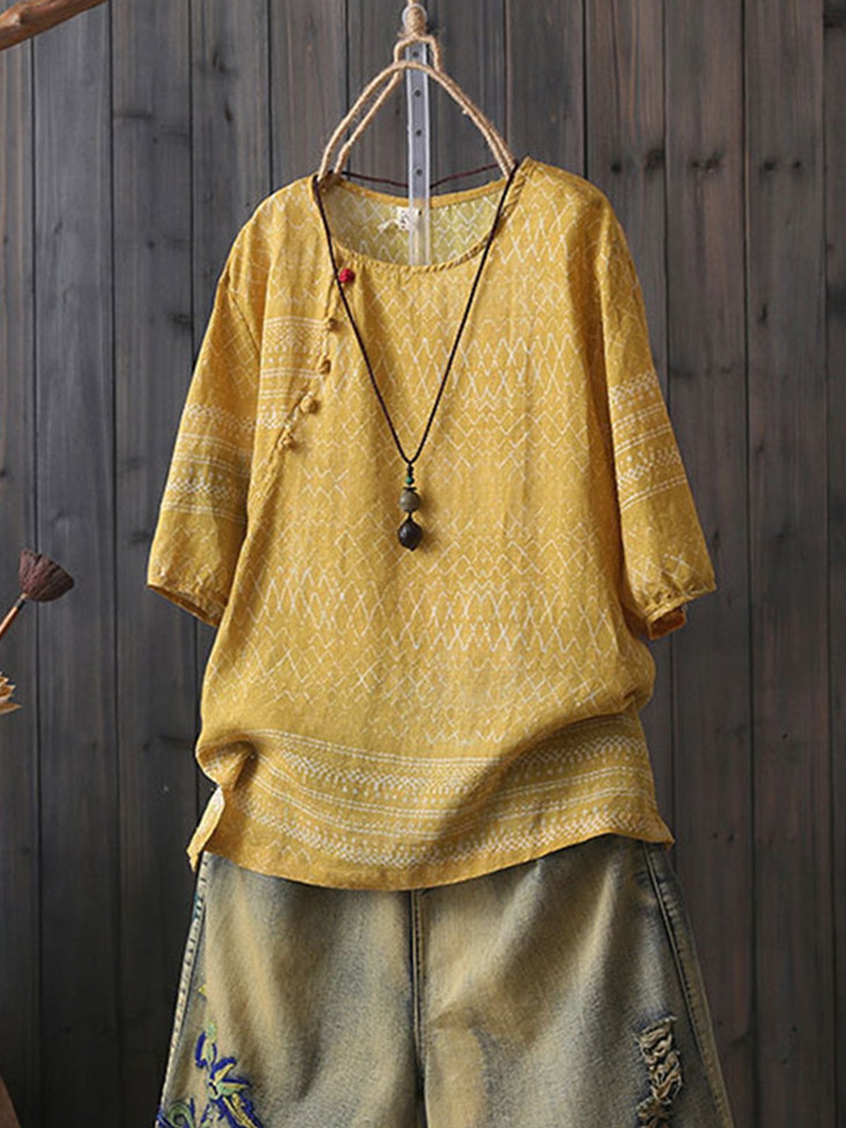 Casual Half Sleeve Round Neck Plus Size Tops