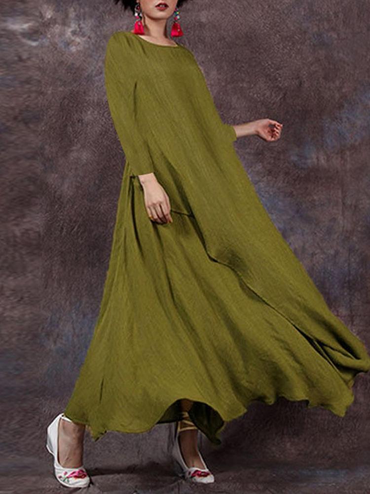 Casual A-Line Linen Maxi Dresses