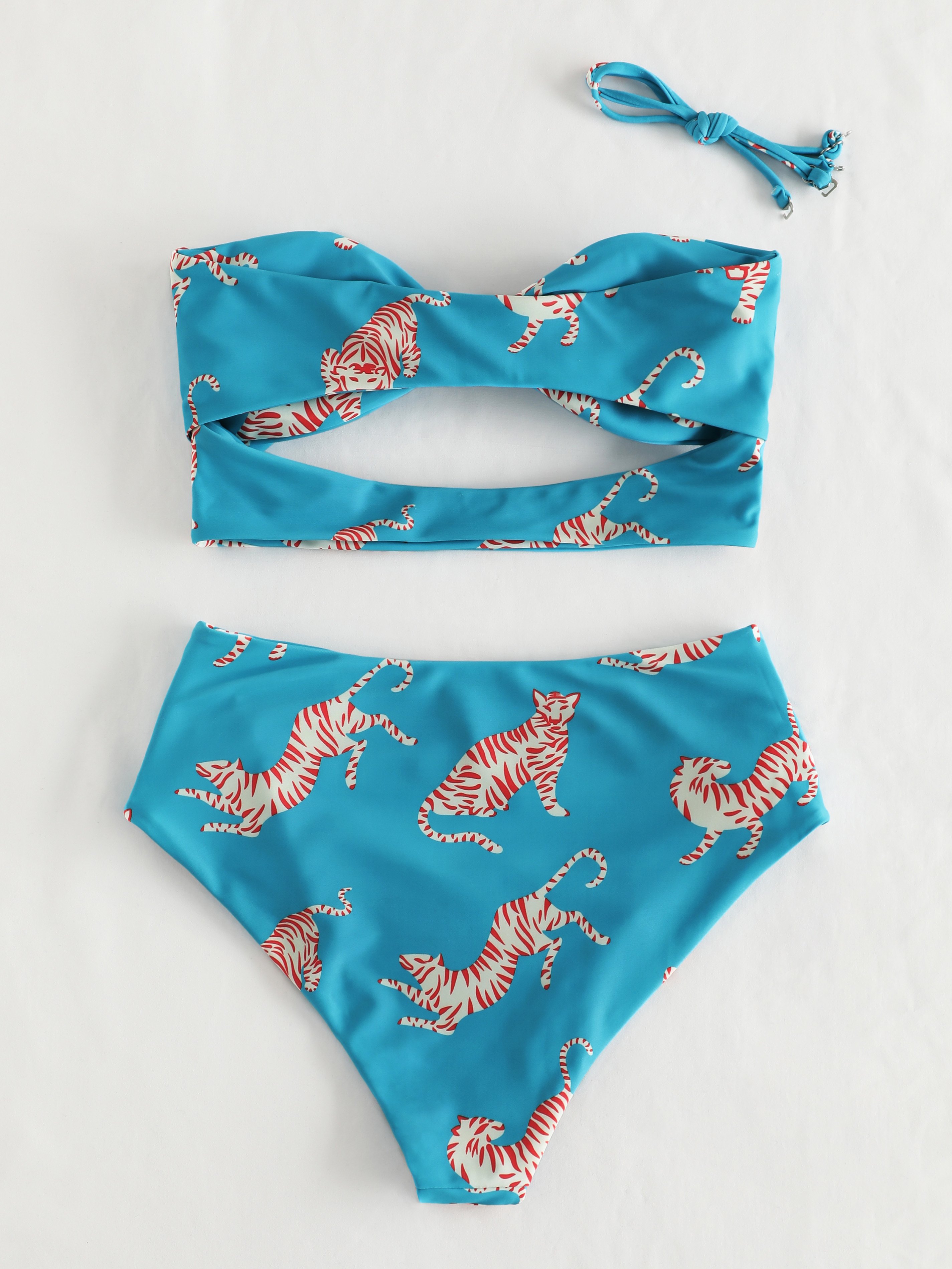 Tiger Pattern Bandeau Bikini