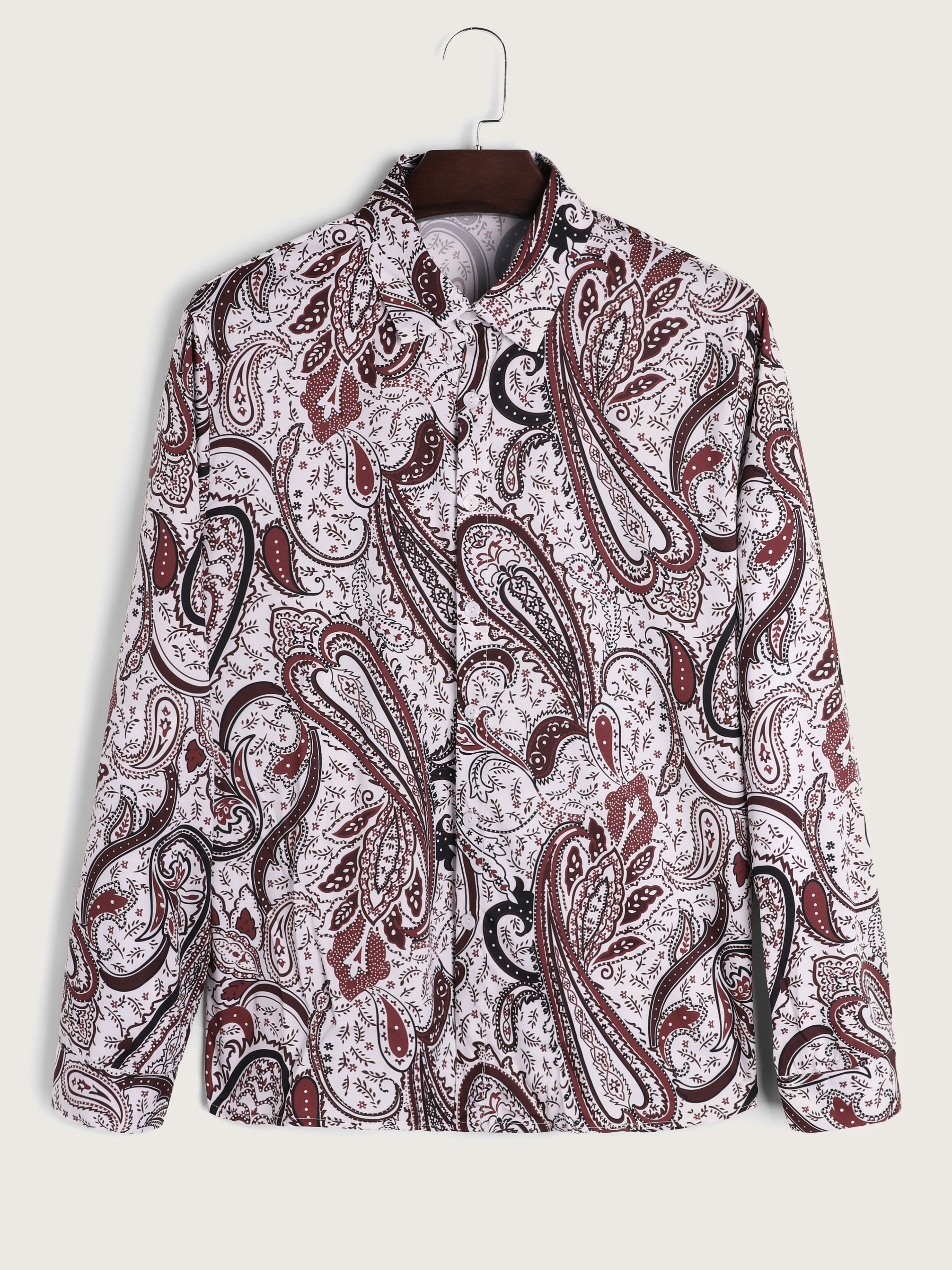 Men's Retro Vacation Floral Print Long Sleeve Shirt