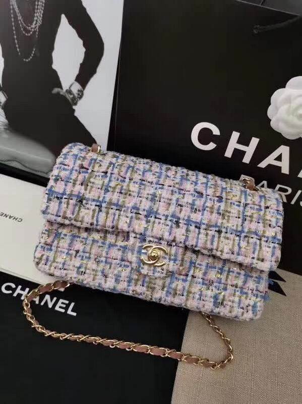 high quality handbag 119015 tweed flap bag 1112