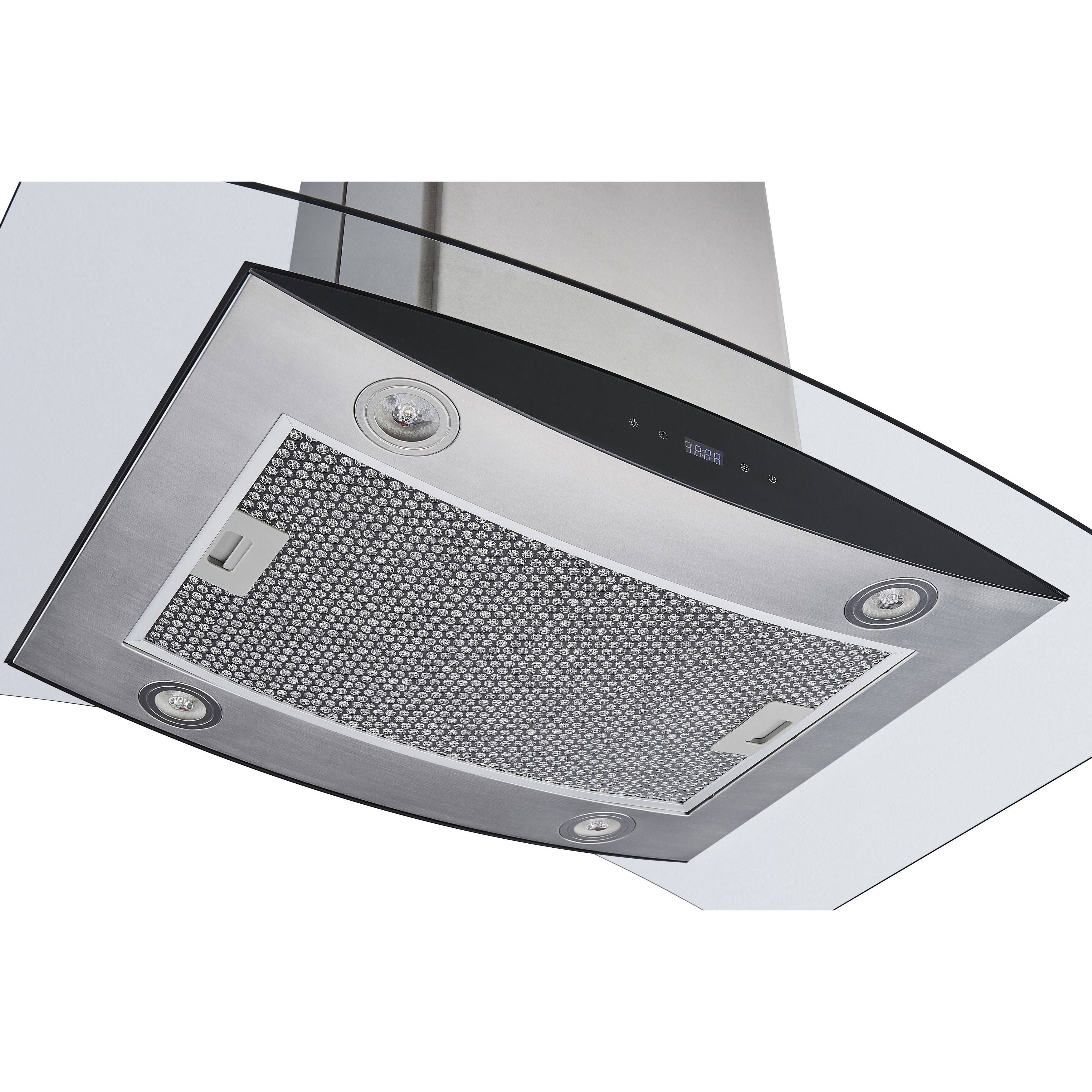Winflo O-WH102B30G 30x22 Convertible Stainless Steel/Tempered Glass Island Mount Range Hood