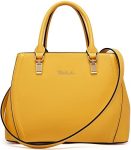 BOSTANTEN Women Leather Handbag Designer Top Handle Satchel Shoulder Bag, Black