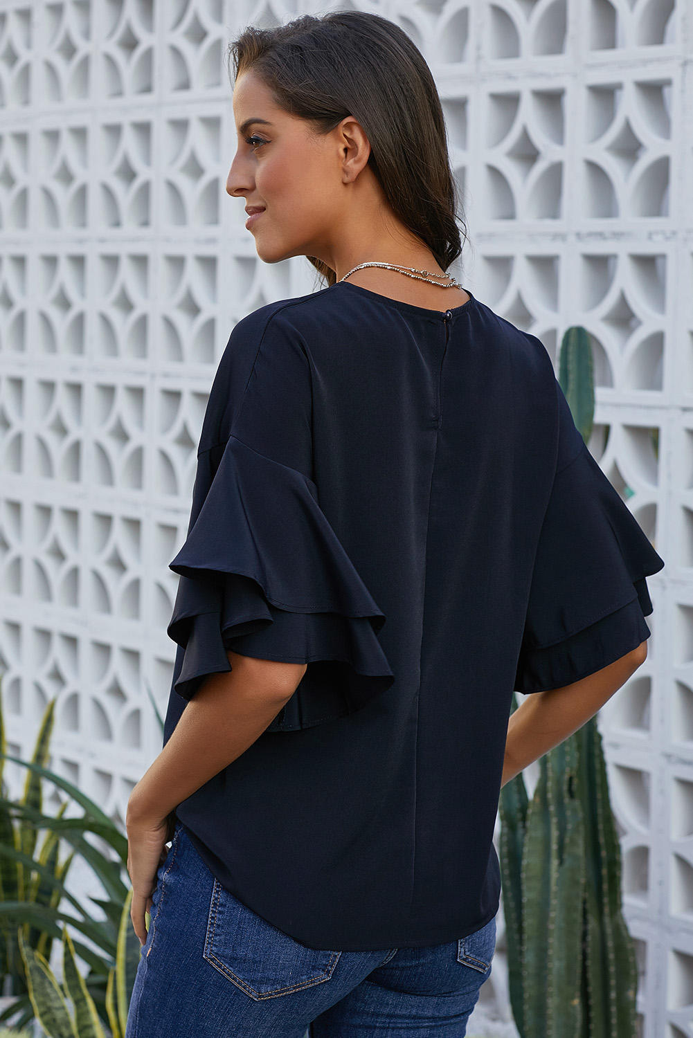 Blue Hamlet Tiered Sleeve Blouse