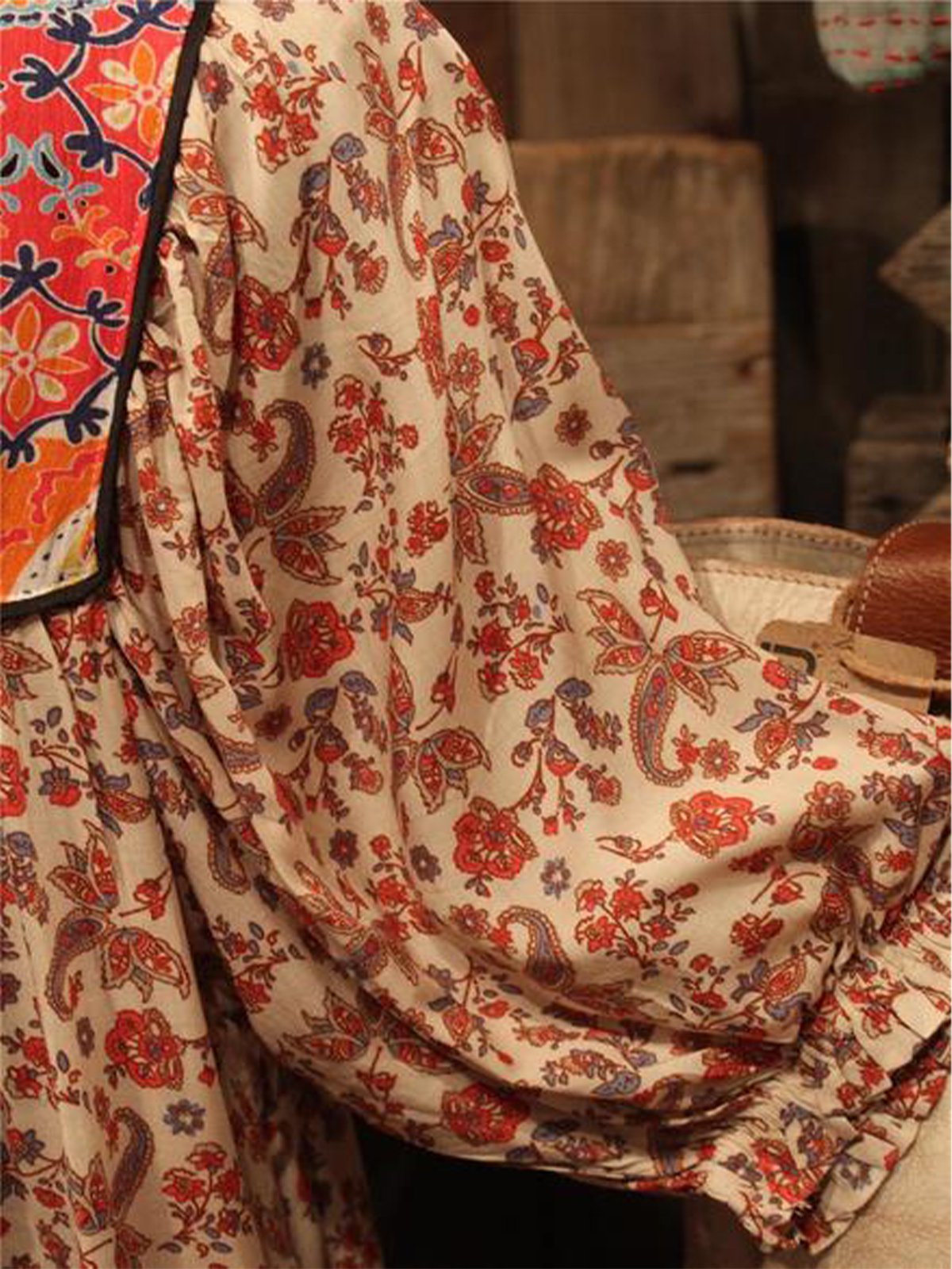 Red Boho Half Sleeve Dresses