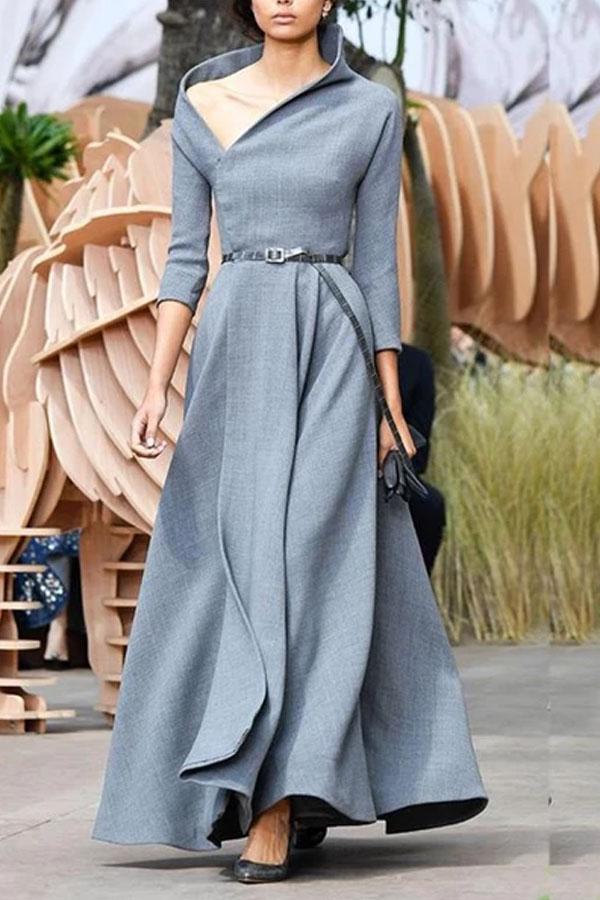 Fashion Irregular Collar Sexy Long Evening Dress