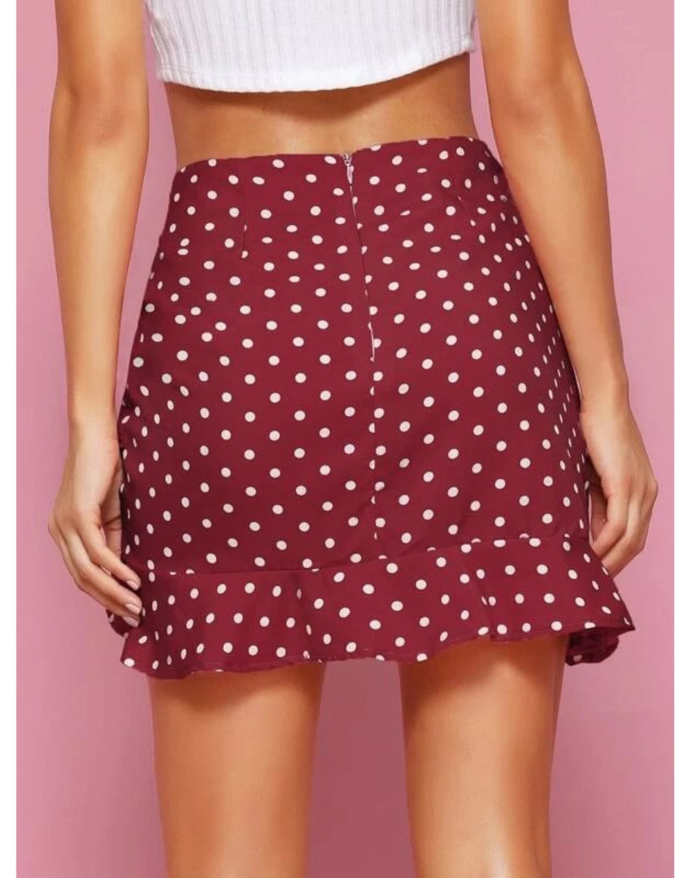 Summer High Waist Dot Ruffle Skirt