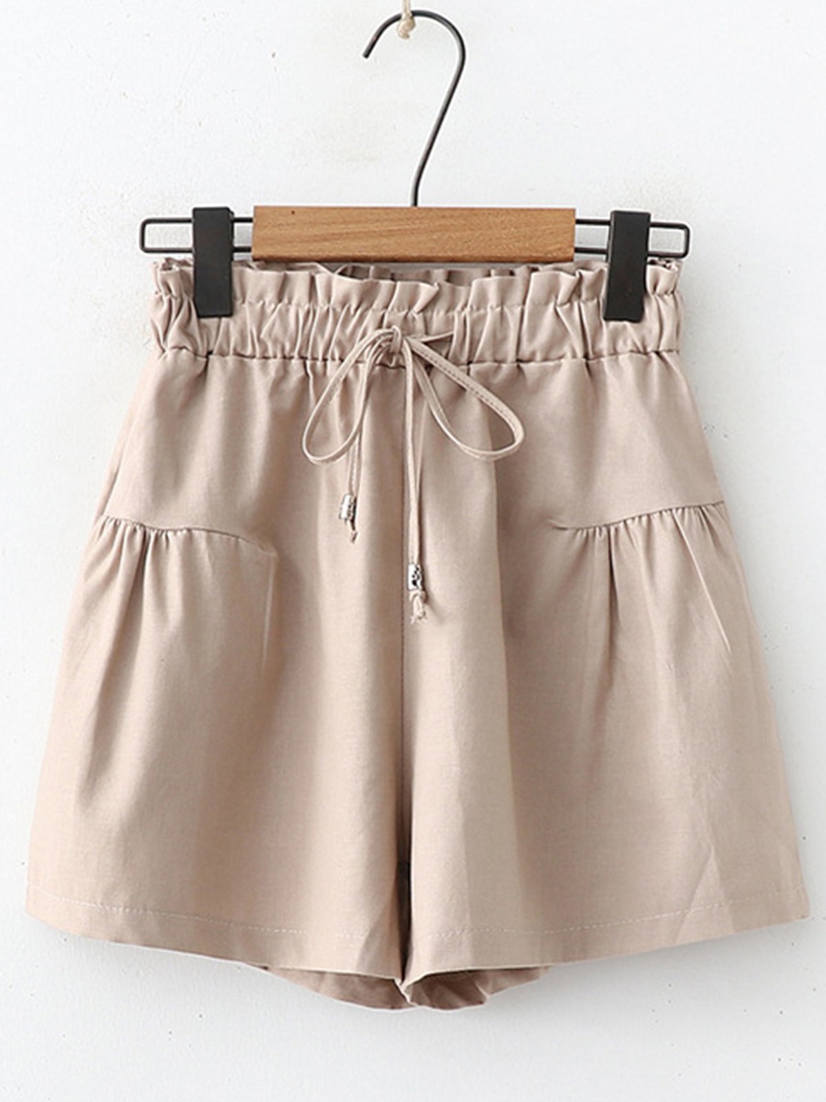 Casual Solid Pockets Cotton Pants