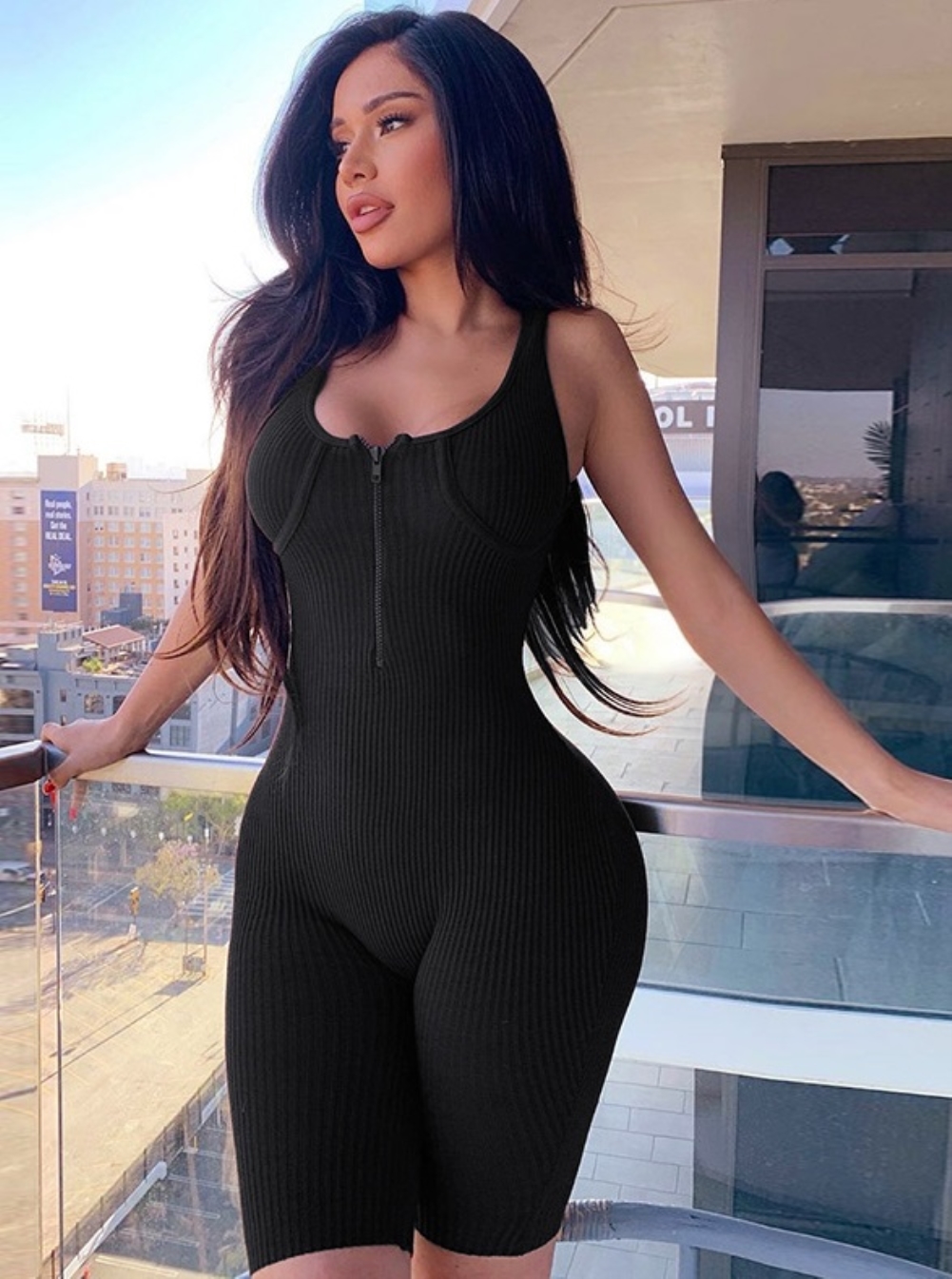 Sports Sleeveless Fitness Zipper Rompers