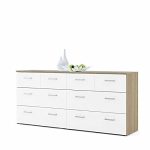 Contemporary Design 8 Drawer Double Bedroom Dresser w/ Plastic Bar Handles