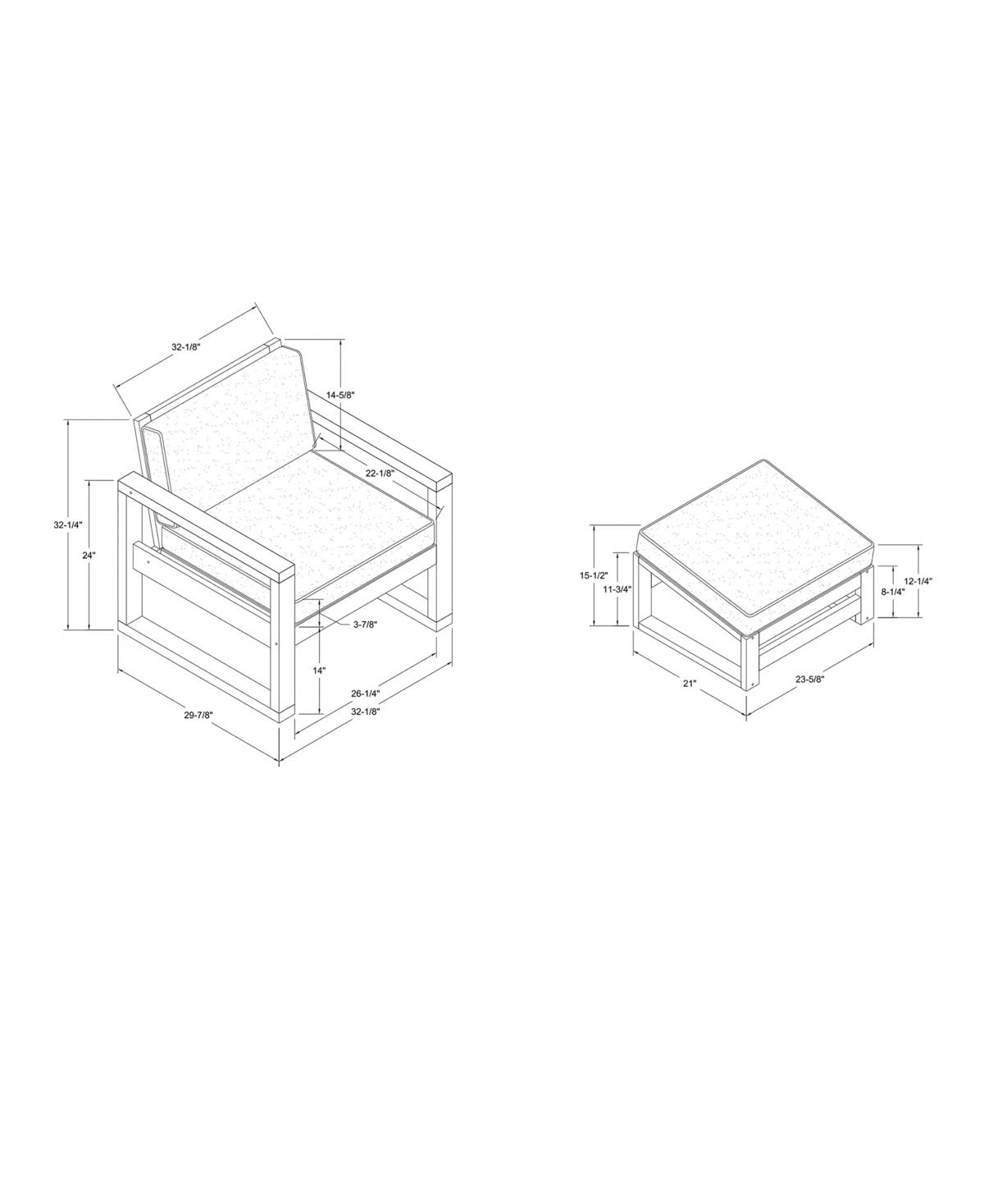 Sparrow Wren Westport Outdoor Patio Chair Ottoman - Brown