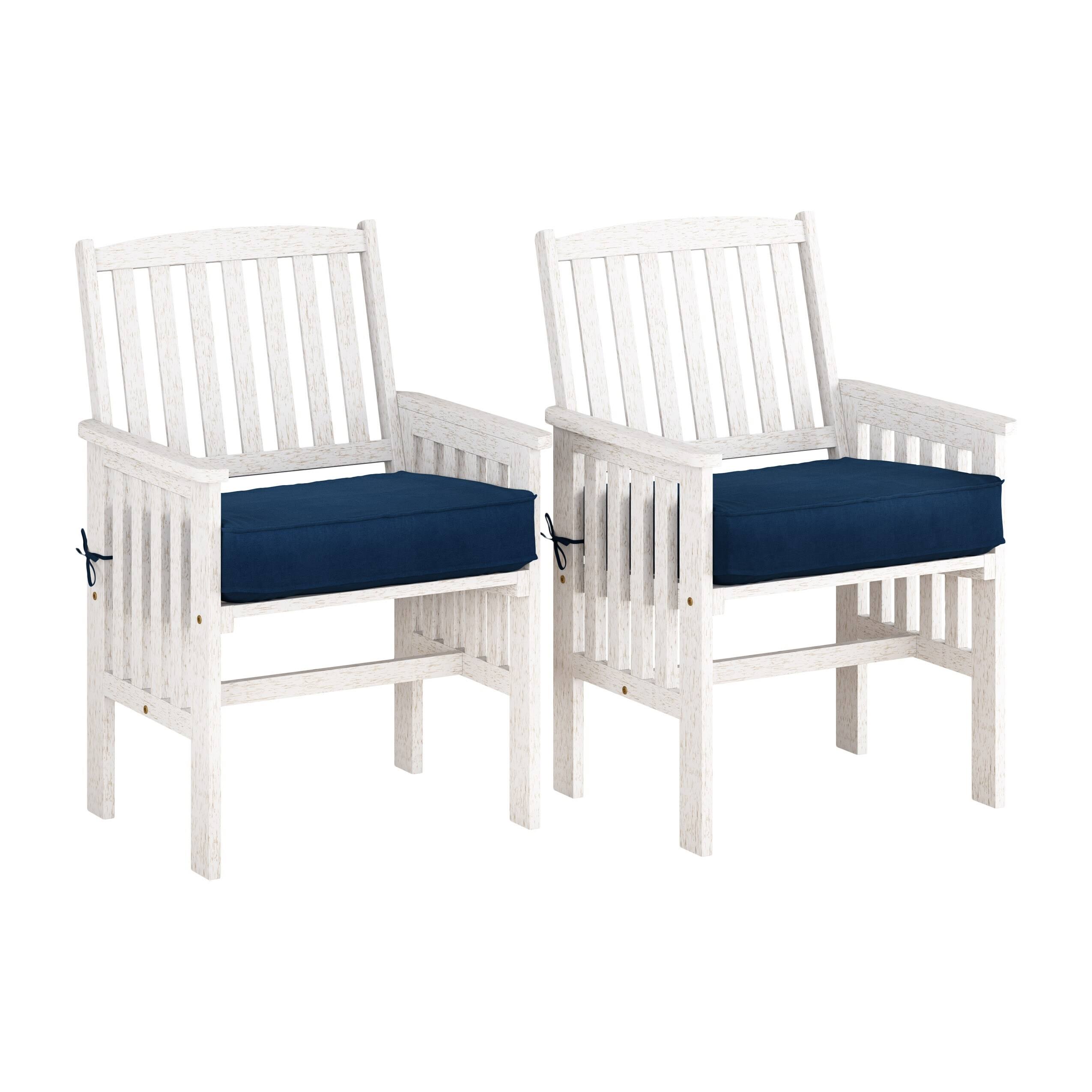 CorLiving Miramar White Washed Wood Outdoor Armchair Set - Set of 2