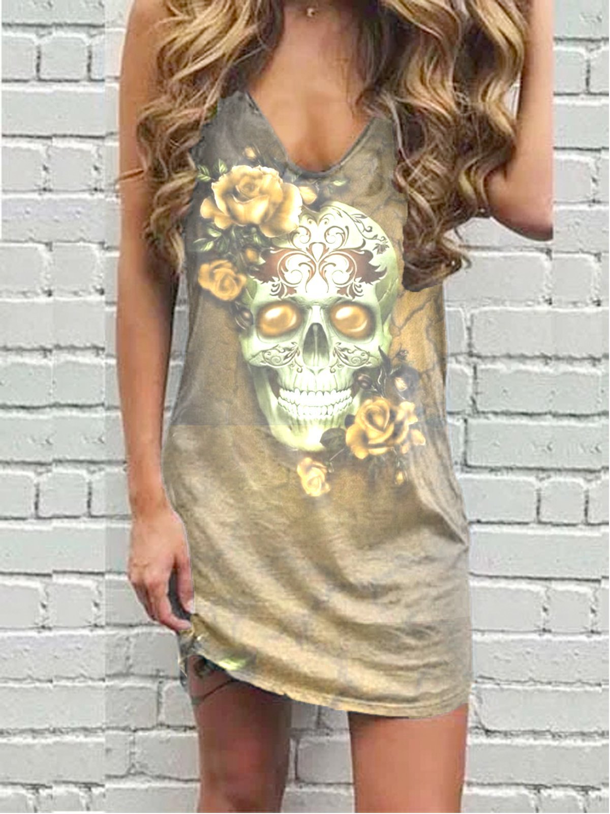 Dark punk casual skull vest dress