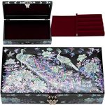 Peacock Large Wooden Gift Jewelry Box with Removable tray for women