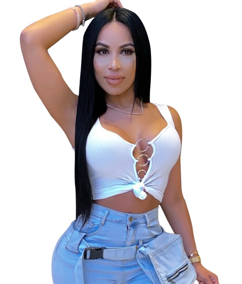 Sexy Sleeveless O-Rings Crop Top