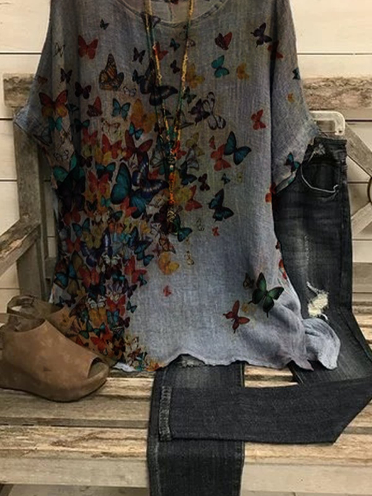 Plus Size Crew Neck Short Sleeve Shirts & Tops