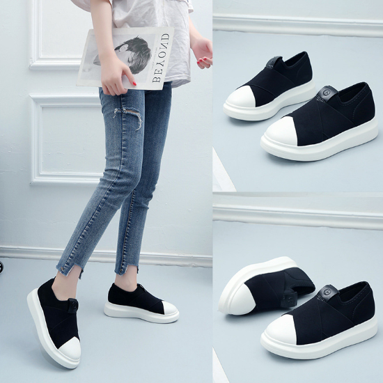 Black Spring/Fall Flat Heel Daily Elastic Cloth Flats