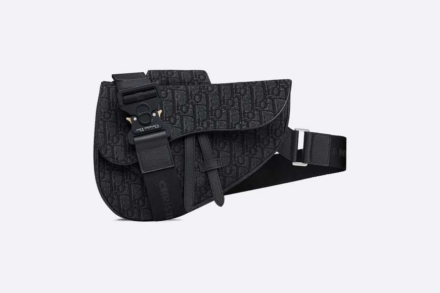Saddle Bag Black Dior Oblique Jacquard