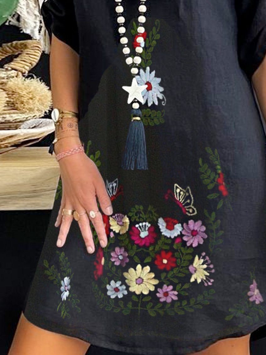 Short Sleeve Floral Dresses
