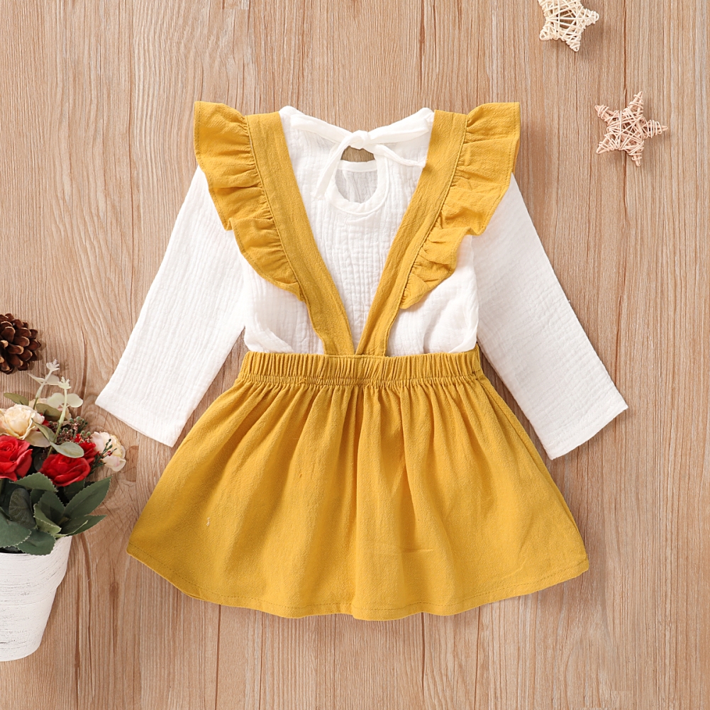Kids Girl Long Sleeve Organic Top and Bib Skirts