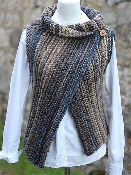 Autumn Winter Casual Basic Daily Knitted Sleeveless Vest