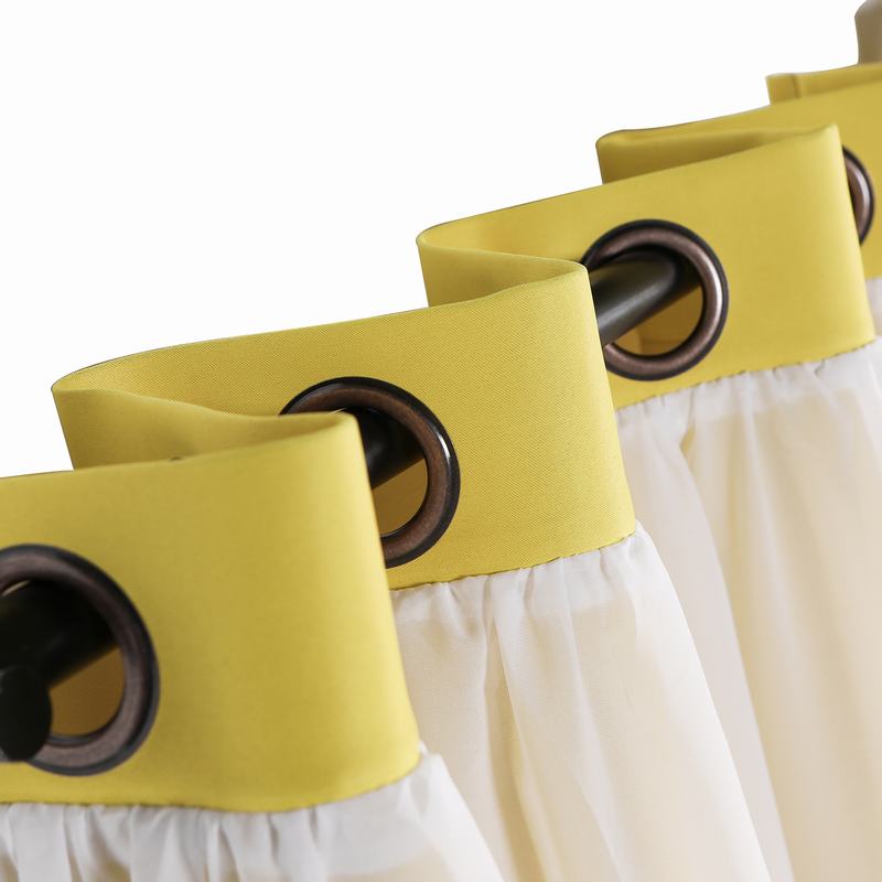 Layered Curtain Mix & Match Elegance White Crushed Voile x Blackout Curtain Grommet Panel ELI