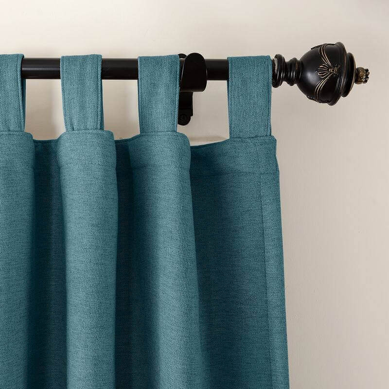 CUSTOM Olive Blue Luxury Textured Faux Linen Curtain