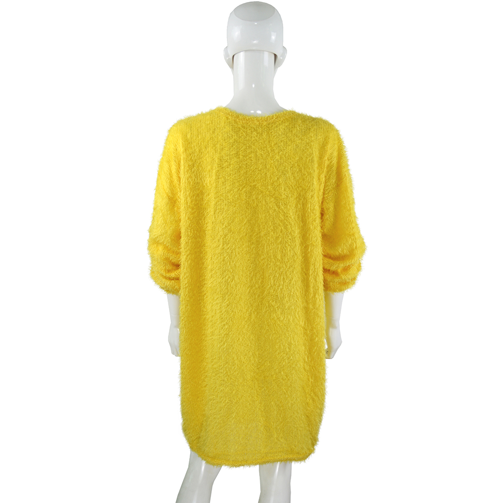 Solid Color O-Neck Long Sleeve Plush Dress