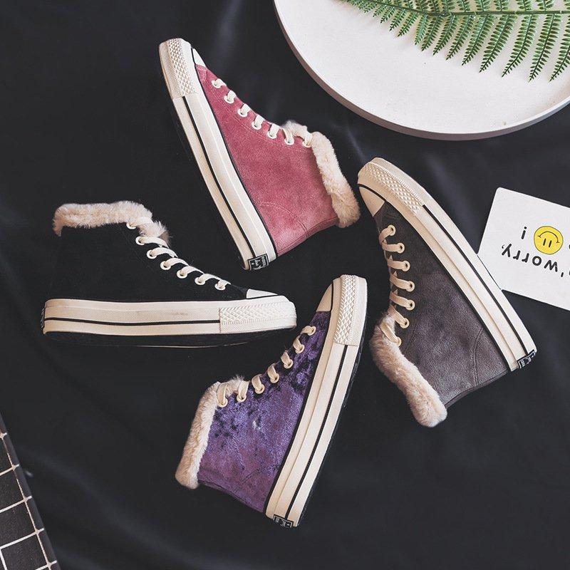 Women Suede Comfy Ankle Lace-Up Snow Boots