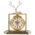 Metal Battery Operated  Non-Ticking Mantel Desk Clock with HD Glass for Bedroom Living Room
