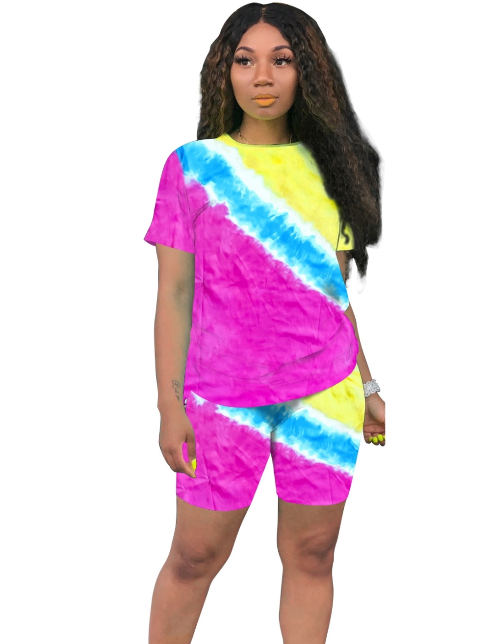 Casual Tie Dye Two Piece Shorts Set