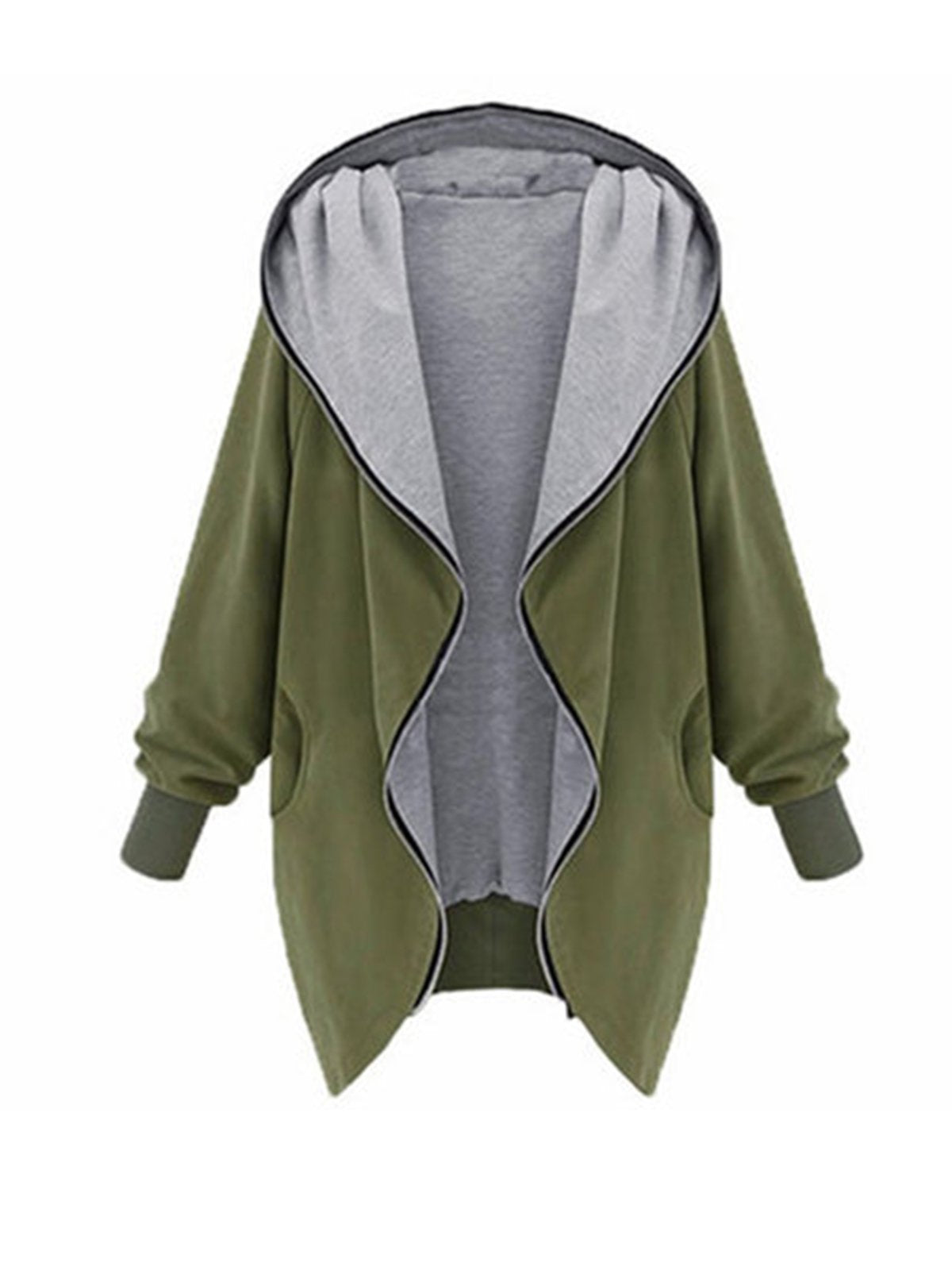 Women Solid Warm Zip Casual Coat