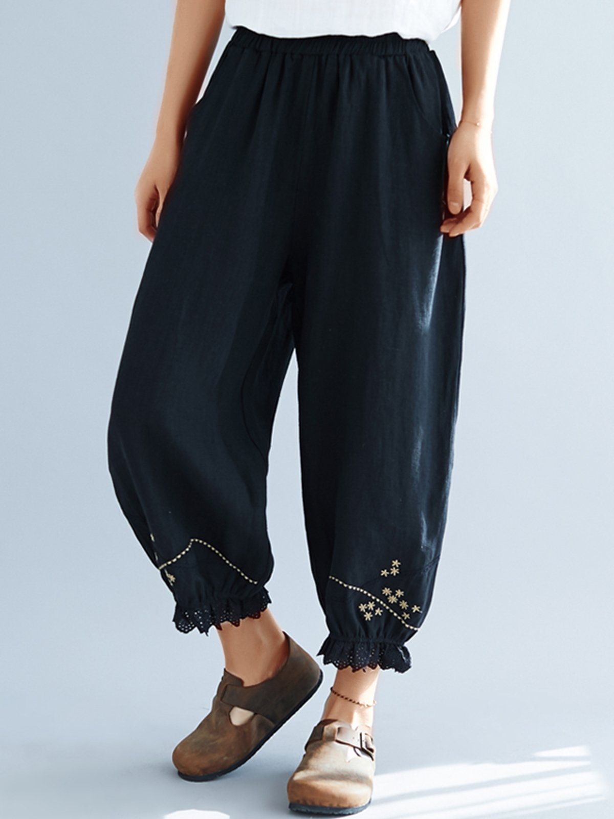 Plus Size Women Plain Casual Pants