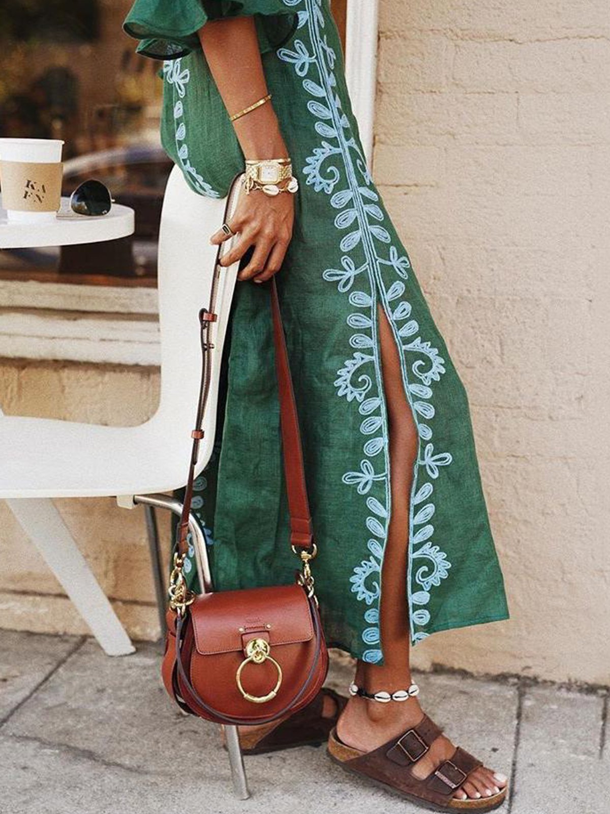 Vintage Embroidery Floral Vacation Dress