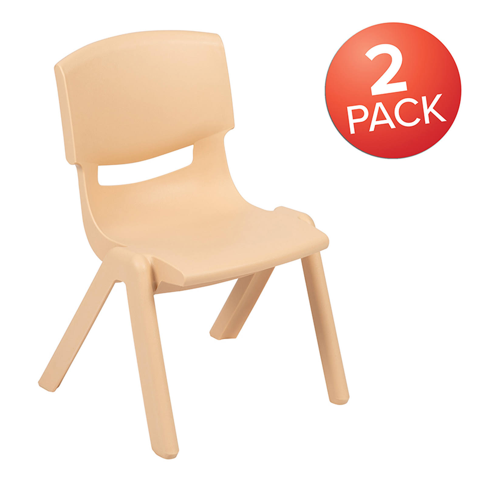 Offex 10.5x22H Natural Plastic Stackable School Chair - 2 Pack - 10.5x22