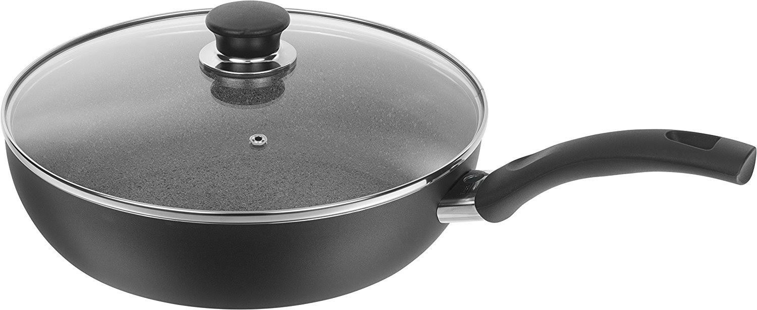 Ballarini Bologna Granitium Braising Pan 28 cm Aluminium with Glass Lid 9 N3K D.28 with Granitium Non-Stick Coating Suitable for