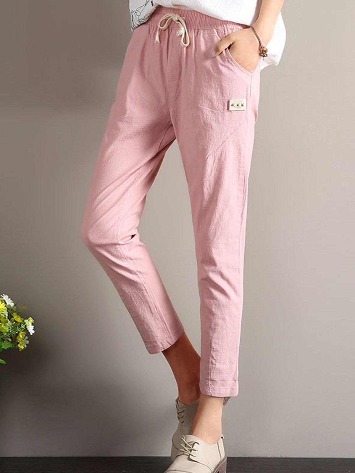 Plus Size Women Plain Casual Pants