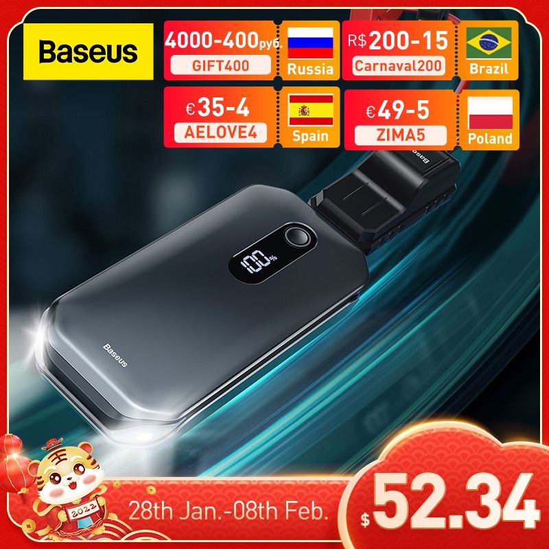 Baseus Car Jump Starter 12000mah 1000A Portable Emergency Starter Power Bank 12V Auto Booster Starting Device Battery for car